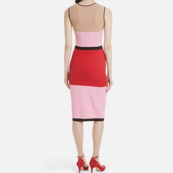 DIANE VON FURSTENBERG COLOR-BLOCK KNIT SHEATH DRESS SZ S - Picture 7 of 10